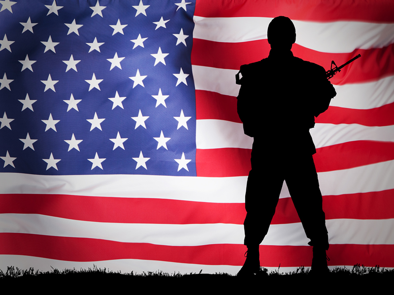 Veteran with the American flag